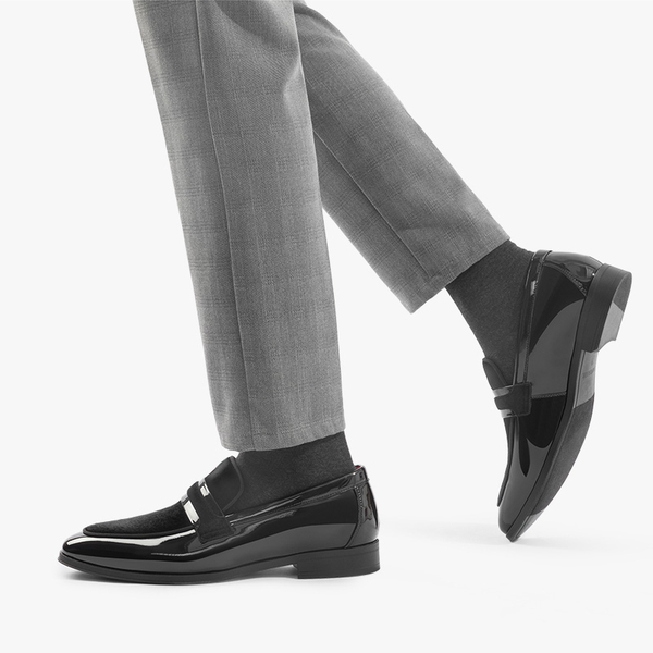 Men's PU Leather Slip-On Loafers - BLACK - 8